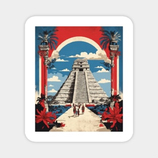 Chichen Itza Mexico Vintage Poster Tourism Magnet