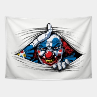 Scary Evil Horror Clown Peeking From Your Wherever Tapestry