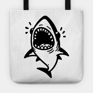 Stick Figure of a Shark in Black Ink Tote