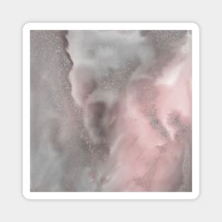 Pink and Grey Marble Glitter Sparkle Magnet