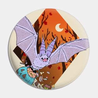 Purple Bat with Halloween Candy Pin