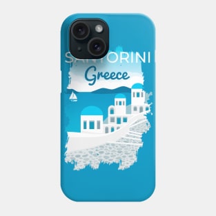 Santorini, Greece - retro travel poster Phone Case