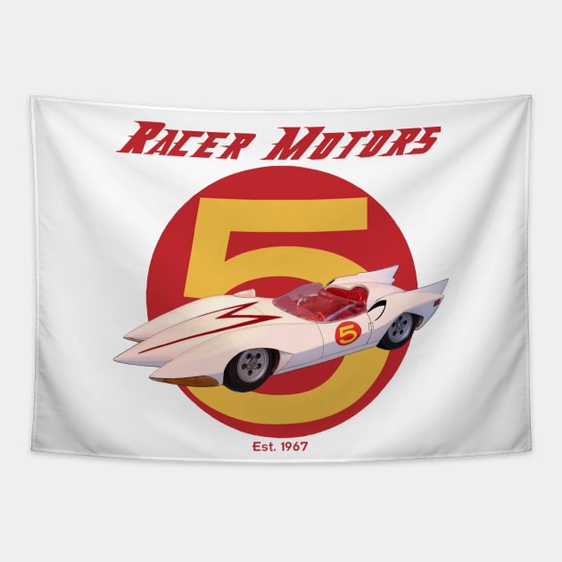 Racer Motors Mach 5 Tapestry by DistractedGeek