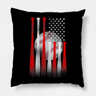 Baseball Game Team American Flag Pillow