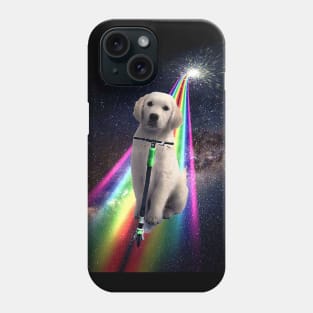 Space Galaxy Dog On Scooter Rainbow Phone Case