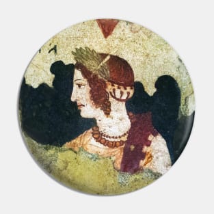 VELIA ,ETRUSCAN NOBLE WOMAN PORTRAIT Antique Tarquinia Fresco Pin