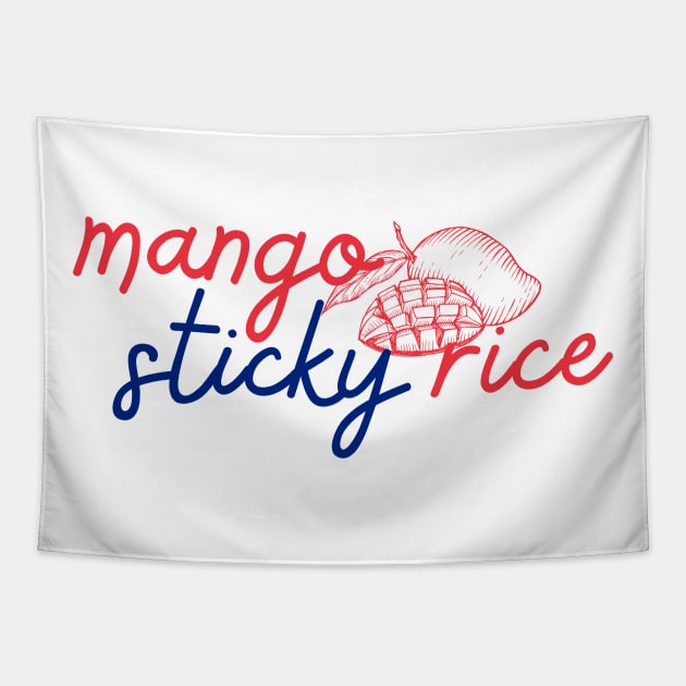 mango sticky rice - Thai red and blue - Flag color - with sketch Tapestry by habibitravels