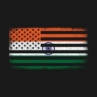 Indian Flag in American Flag Shape Vintage T-Shirt