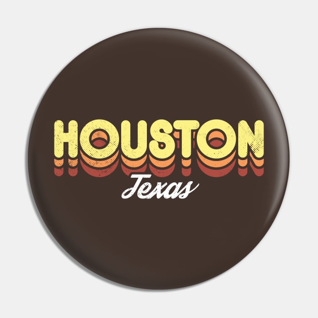 Retro Houston Texas Brown Pin by rojakdesigns