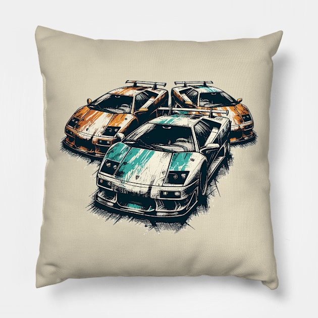 Lamborghini Diablo Pillow by Vehicles-Art