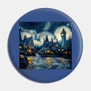 Starry Night Over Hogsmeade Village Pin