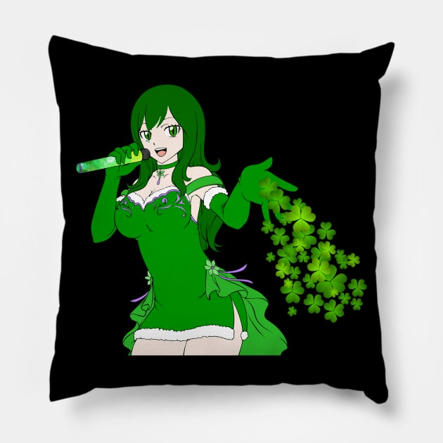 St Patricks Day Girl Anime women dress Pillow by Pannolinno