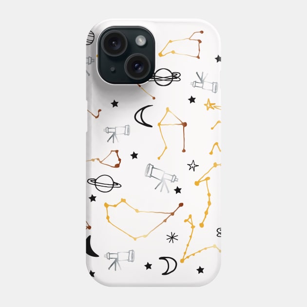 Astrology Pattern Gold and Black Phone Case by bruxamagica