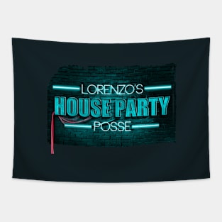 Lorenzo's House Party Teal Neon Tapestry