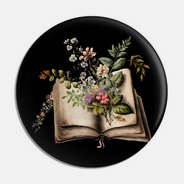 Book lover floral motif Pin by sigmarule