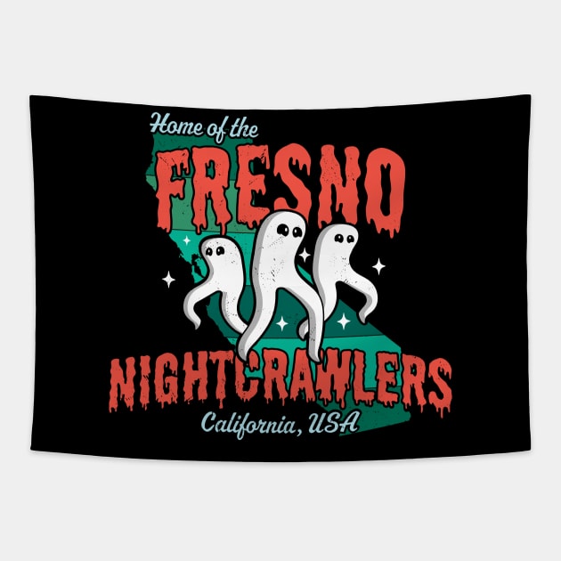 Home of the Fresno Nightcrawlers California USA - Cryptid Tapestry by OrangeMonkeyArt