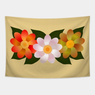 Flower Trio: Orange, White, Amber Tapestry