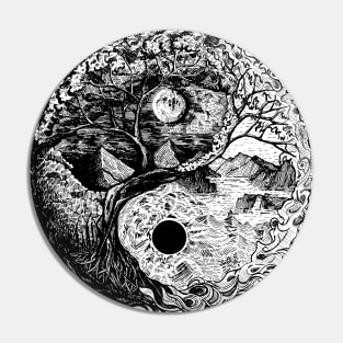 Yin Yang natural landscape. Day and night Pin