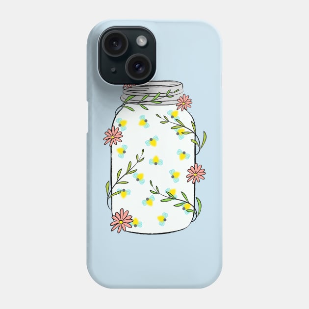 Mason Jar With Fireflies Phone Case by Lizzamour