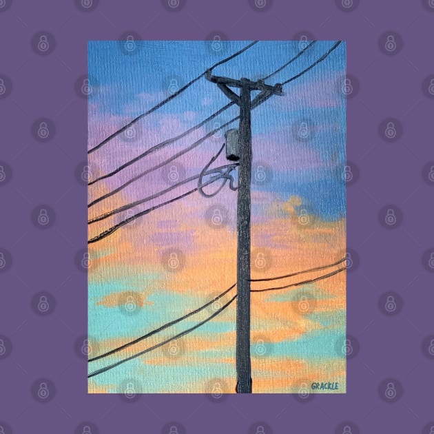 Sunset Telephone Pole by Jan Grackle