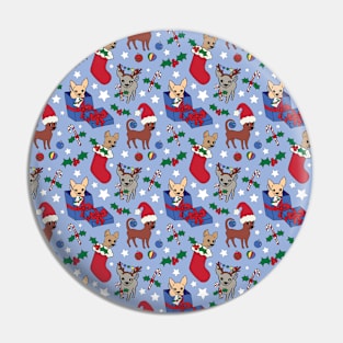 Christmas Chis! Christmas chihuahuas print in blue Pin