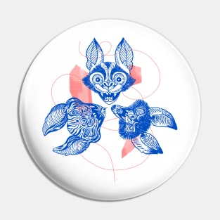 3 Blue Bats Pin