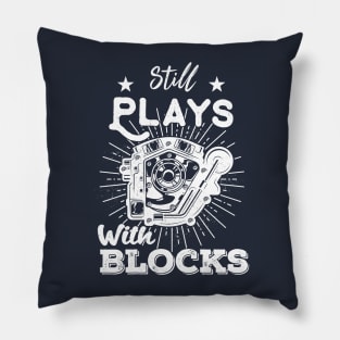 still plays with blocks vintage retro racing cars funny mechanic Pillow