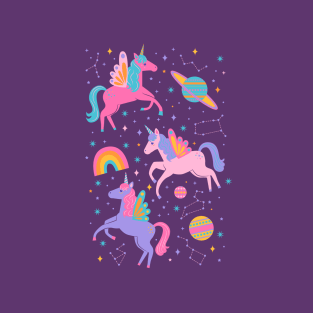 Space Unicorn - Neon Rainbow T-Shirt