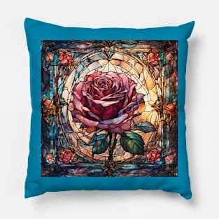 Stained Glass Rose Pillow