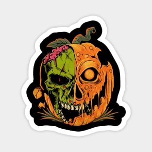 Pumpkin Skull Halloween Magnet