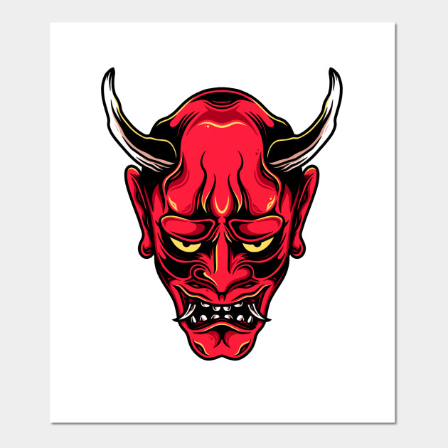 Japanese Oni Mask Tattoo Design Oni Mask Posters And Art Prints Teepublic