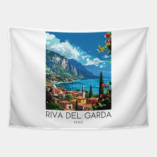 A Pop Art Travel Print of Riva del Garda - Italy Tapestry