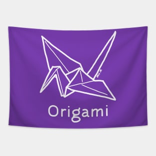 Origami Crane Japanese design in white Tapestry