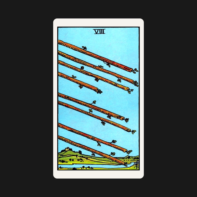 Card #29 - Eight Of Wands - Rider Waite Smith Tarot by RetroFitted