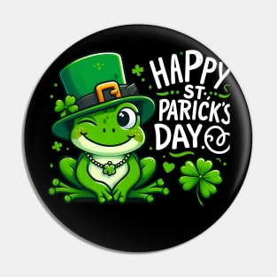 St Patricks Day Frog Face Saint Pattys Paddys Men Women Kids Pin