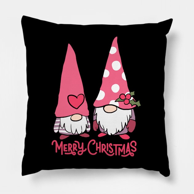 Cute christmas gnomes son and father gnomes Pillow by Yarafantasyart