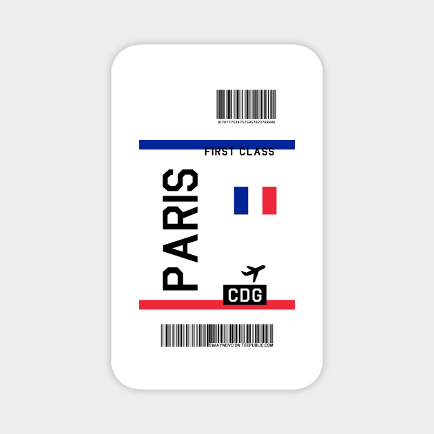 Flight Ticket Paris Magnet by swaynowo