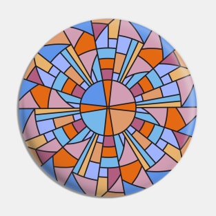 Art Deco Midcentury Vintage Stained Glass Mosaic Pattern Pin