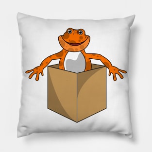 Crazy frog looks out of a box Pillow