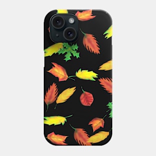 Loose Fall Leaves (Black Background) Phone Case