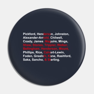 England Euro 2021 Squad Names England Flag Pin