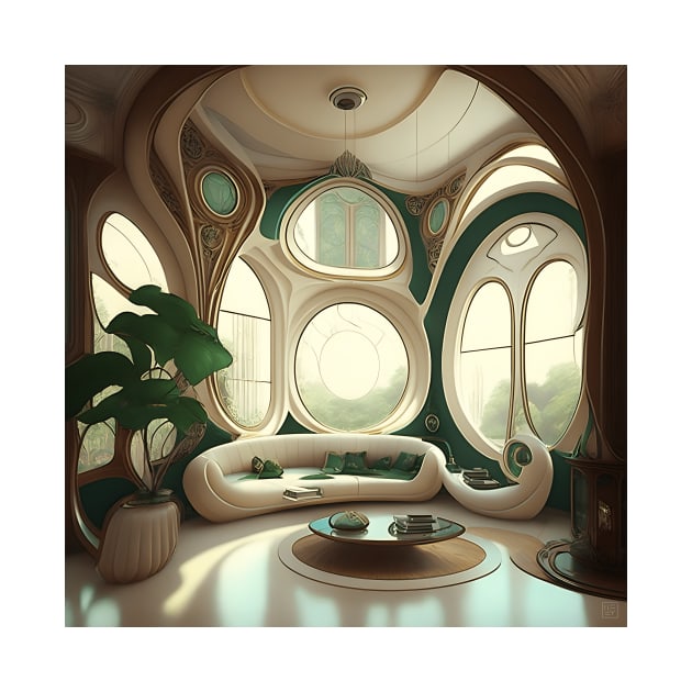 [AI Art] My future living room, Art Nouveau Style by Sissely