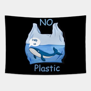 No Plastic - Protect the whales Tapestry