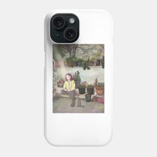 Cute charater sitting in garden art Phone Case