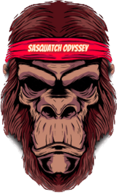 Bigfoot wearing a Sasquatch Odyssey headband! Kids T-Shirt by Paranormal World Productions Studio