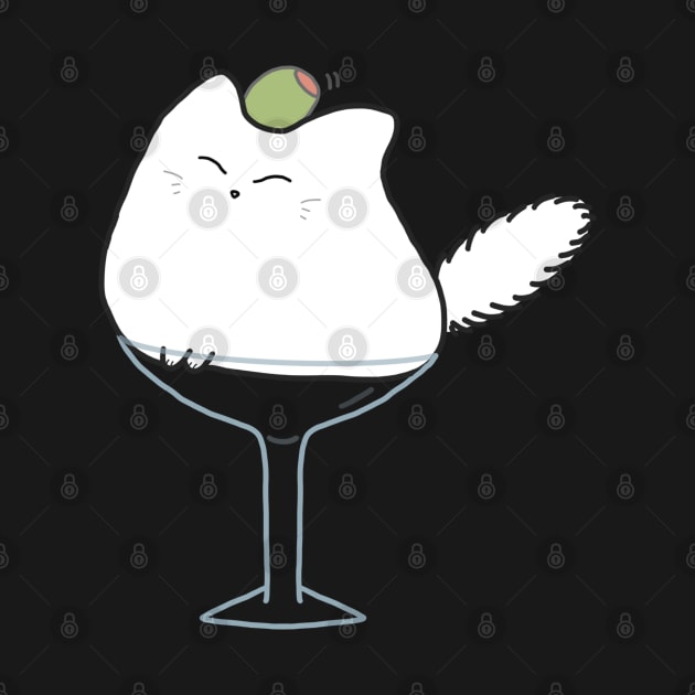 Martini Cocktail Drink Cat White Fluffy Anime Kawaii Minimal Funny Neko by Marinaaa010