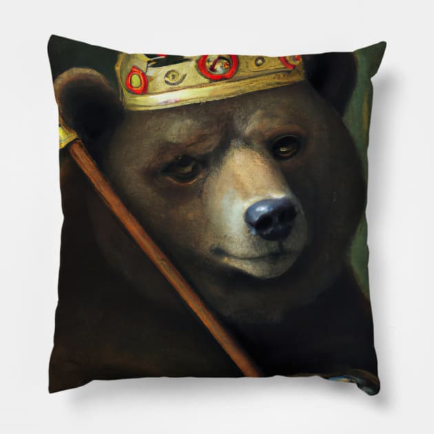 Bear with Crown Pillow by maxcode