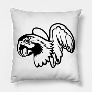 Cartoon Parrot B&W Pillow