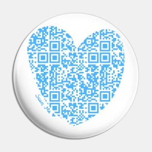 Blue Rick Astley Rickroll QR Code Heart Art Pin