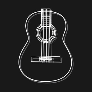 Classical Acoustic Guitar Body Outline Dark Theme T-Shirt